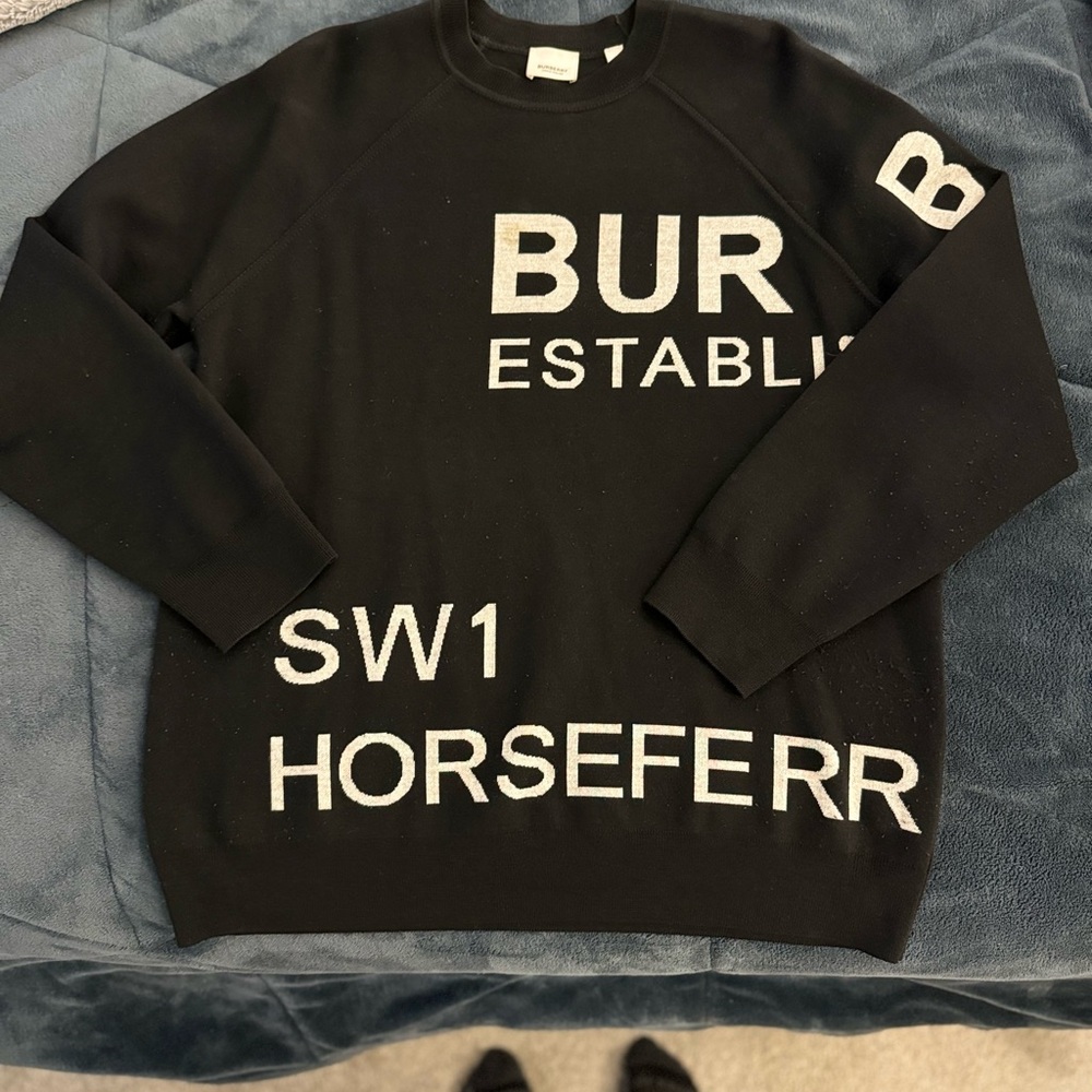 Burberry Black Crewneck Sweater with Iconic Design